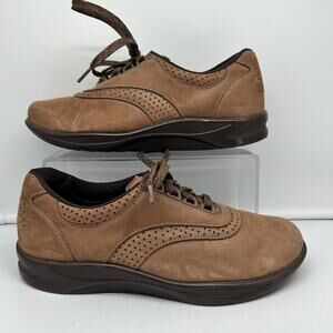 SAS Shoes Womens 9 B Walk Easy Brown Suede Walking Lace Up